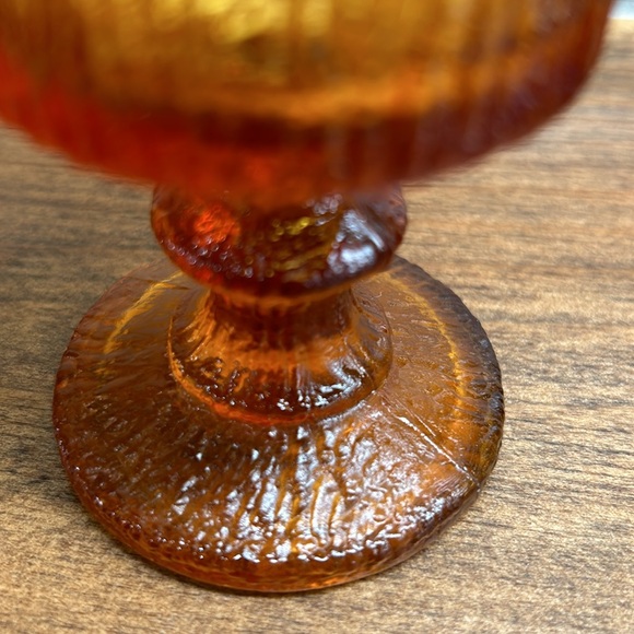 Vintage Ravenhead Siesta Mid Century Textured Stemmed Amber Glasses Set Of Four - Picture 14 of 16